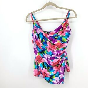 Miraclesuit‎ Women Size 12 Bathing Suit Tank Top Underwire Pink Floral Swim